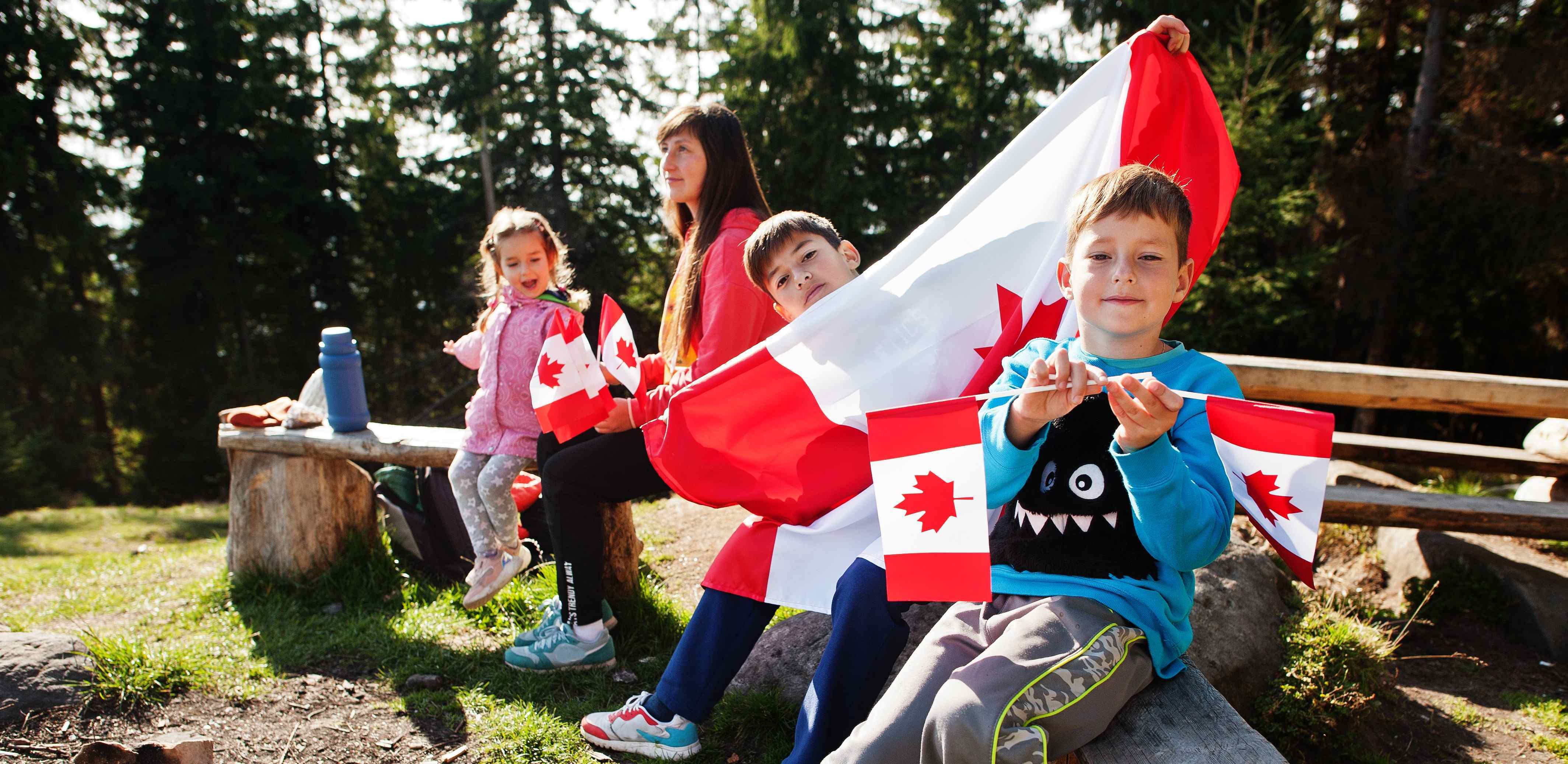 kids celebrating Canada Day