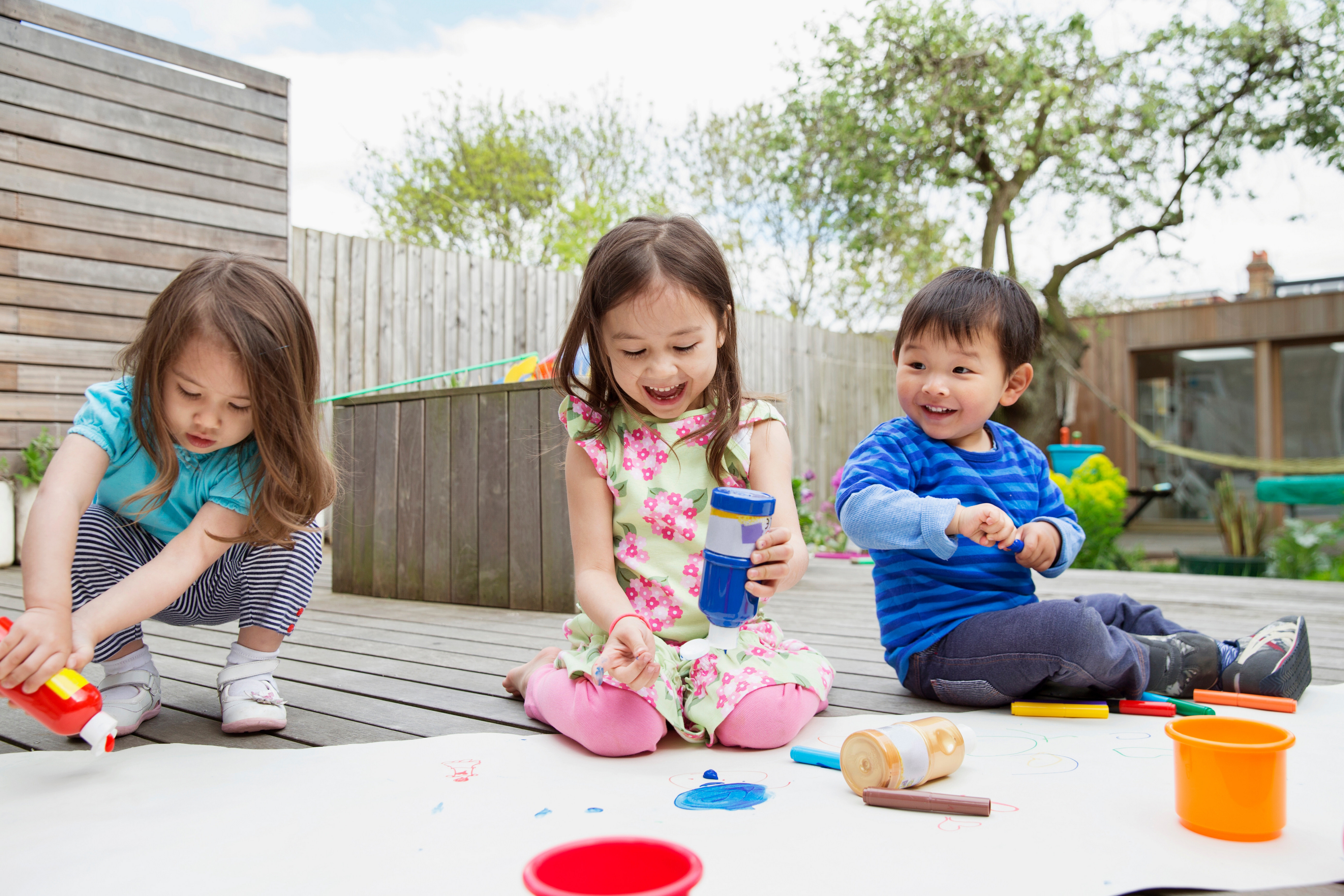 kids doing science experiments outside